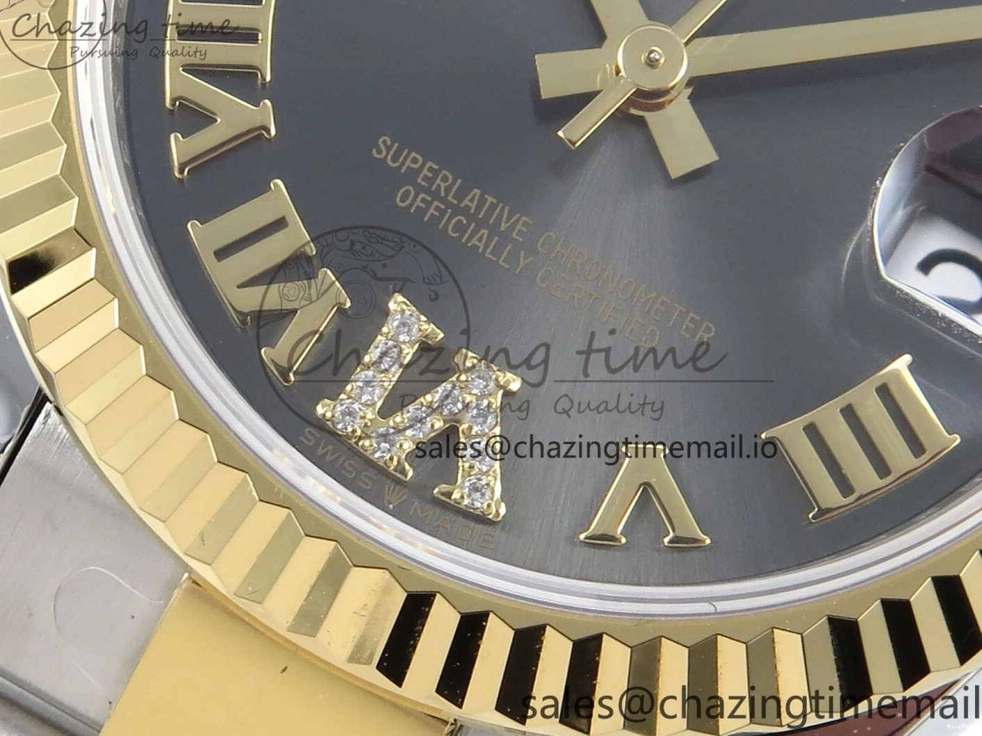 MiroTime 0511 Cozy DateJust 31 278273 ARF 1:1 Best Edition 904L Steel Gray Roman Diamonds Dial on SS YG Oyster Bracelet ETA 575